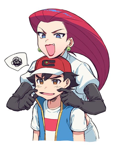 ash ketchum and jessie (pokemon and 2 more) drawn by apple_brk | Danbooru