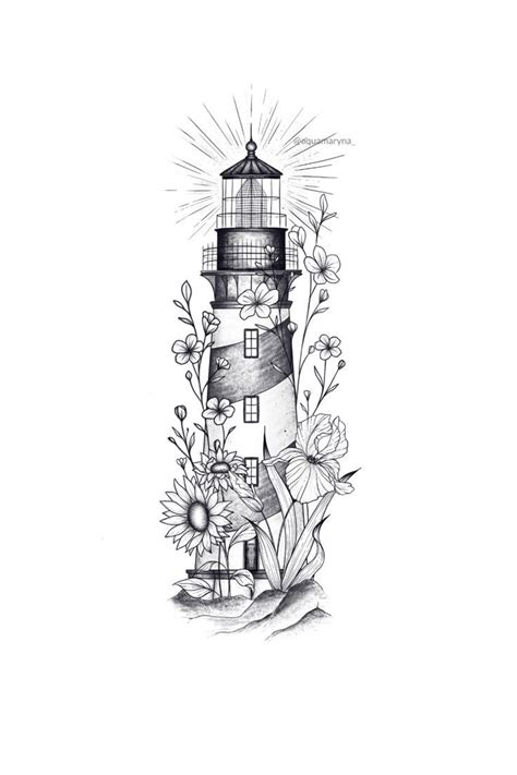 Lighthouse floral tattoo design | Lighthouse tattoo, Traditional ...