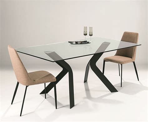 Black Leg Rectangular Glass Dining Table