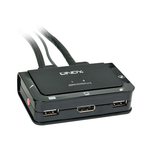 2 Port DisplayPort, USB 2.0 & Audio KVM Switch Compact - from LINDY UK