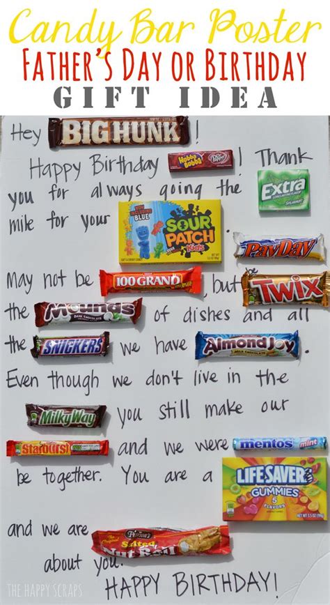 Candy Gram Poster For Dad Candy Bar Poster Birthday Gift For ...