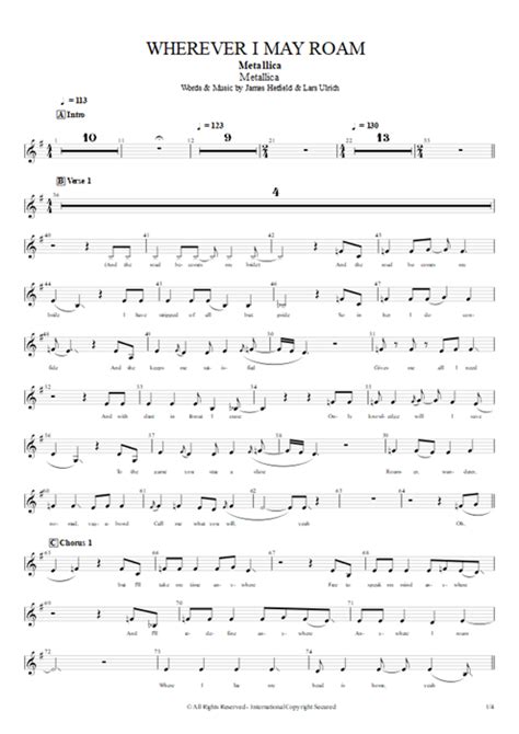 Wherever I May Roam Tab by Metallica (Guitar Pro) - Full Score | mySongBook