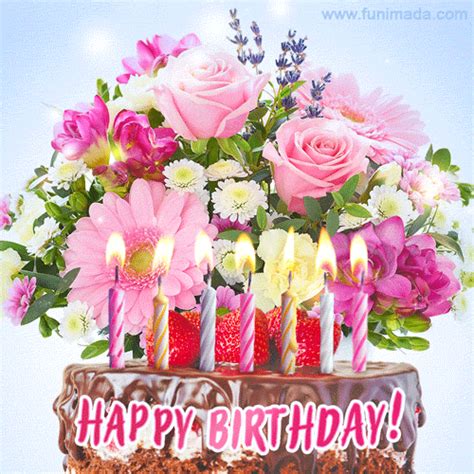 happy birthday flowers gif images for whatsapp - Ozell Delarosa