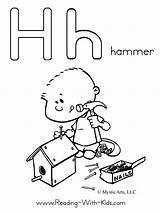 H Is for Hammer coloring Pages For All Letters  Alphabet sketch template