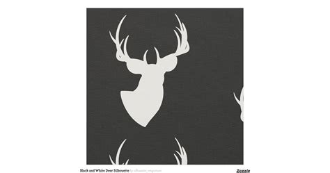 black_and_white_deer_silhouette_fabric ...