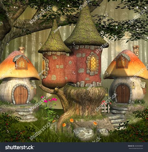 Fantasy Elves Village 3d Illustration Stock Illustration 464040869 - Shutterstock