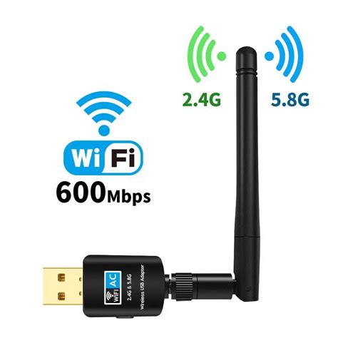 AC 600Mbps Dual Band 2.4G/5.8G Wireless Network Adapter 802.11ac USB ...