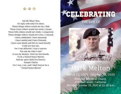 Military Obituary Program Funeral Card Military American | Etsy