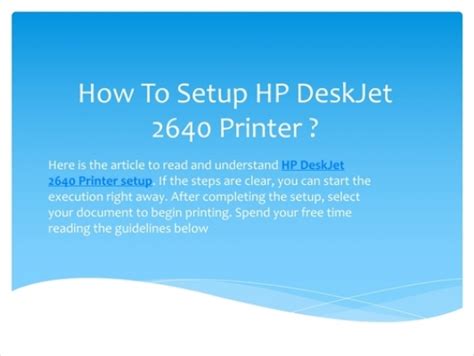 How To Setup HP DeskJet 2640 Printer