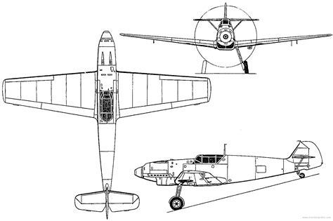 1935 Messerschmitt Bf-109 blueprints free - Outlines