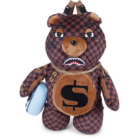 Sprayground Chequered Moneybear Backpack | BAMBINIFASHION.COM