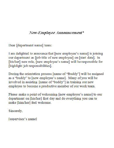 New Hire Letter Samples Beautiful New Employee Announcement Letter | Images and Photos finder