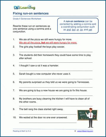 Grade 4 Sentences Worksheets | K5 Learning