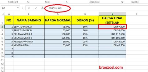 Aplikasi Penghitung Rumus Diskon Otomatis Format Excel