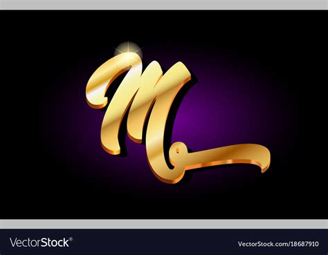 M alphabet letter golden 3d logo icon design Vector Image