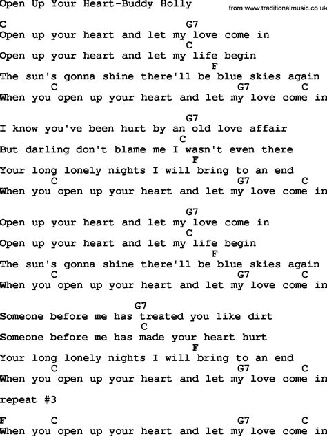 Country Music:Open Up Your Heart-Buddy Holly Lyrics and Chords