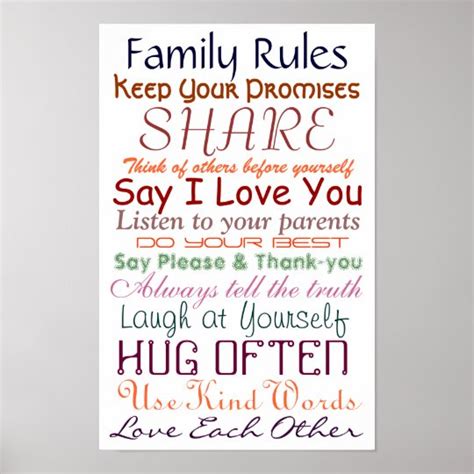 Family Rules for Togetherness Poster | Zazzle.com