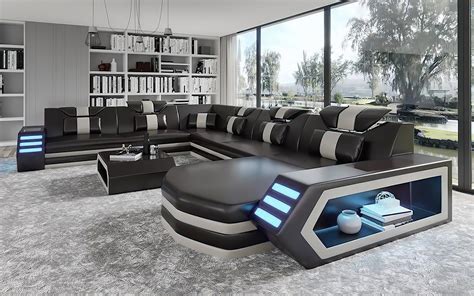 Eileend Leather Sectional Sofa with LED Lights | Futuristic Furniture ...