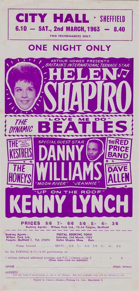 The Beatles – Helen Shapiro – UK 1963 handbill from first-ever Beatles tour