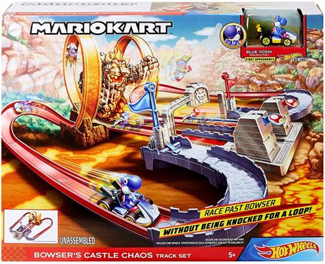 Hot Wheels Mario Kart Bowsers Castle Chaos Exclusive 164 Track Set Includes Blue Yoshi Mattel ...