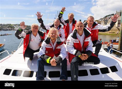 A recreation of the original Virgin Atlantic Challenger II crew photo including Sir Richard ...