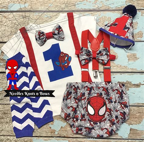 Boys Spiderman 1st Birthday Outfit, Cake Smash Outfit – Needles Knots n Bows