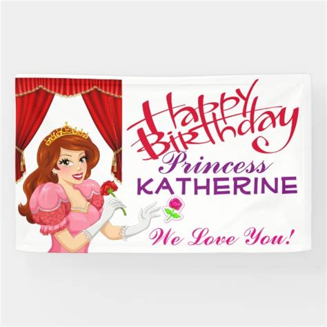 Happy Birthday Princess Banner | Zazzle.co.uk