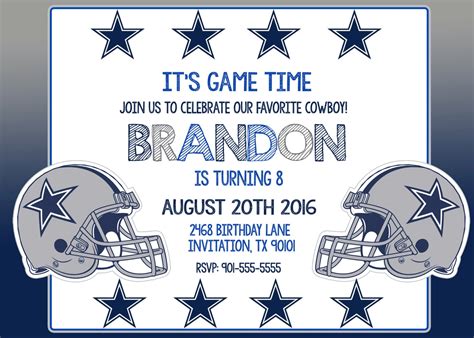 Dallas Cowboys Invitation Dallas Cowboys Birthday Invitations