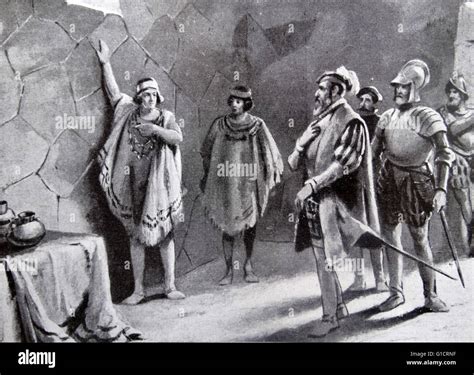 The arrest of Atahualpa last Inca ruler; by Francisco Pizarro González ...