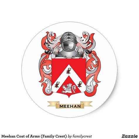 Meehan Coat of Arms (Family Crest) Classic Round Sticker | Zazzle