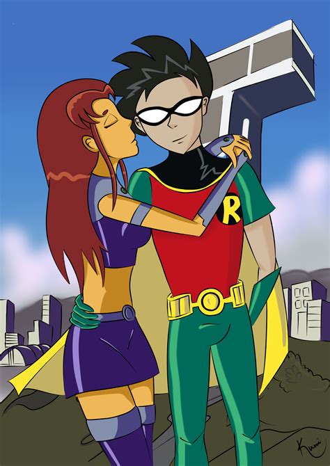 Robin and Starfire - Playful Kiss by Kumi-Kirkland on DeviantArt