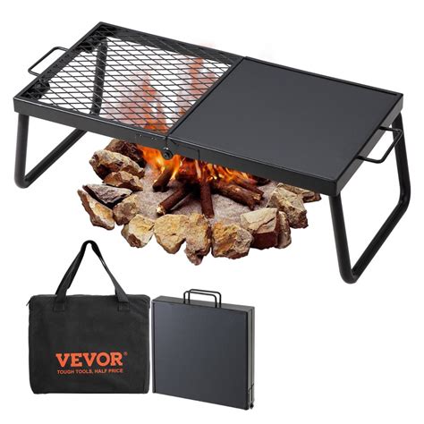 VEVOR Folding Campfire Grill, Heavy Duty Steel Mesh Grate, 22.4" Portable Camping Grates Over ...