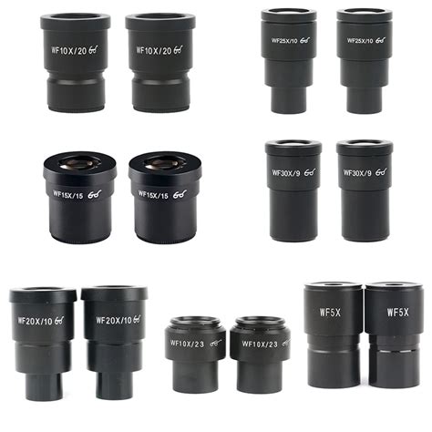 One Pair WF10X WF15X WF20X WF25X WF30X Microscope Eyepiece For Stereo Microscope Trinocular ...