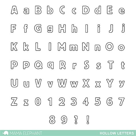 HOLLOW LETTERS | Clear stamps, Mama elephant, Letter stamps