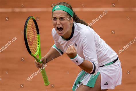 JELENA OSTAPENKO LATVIA CELEBRATES BREAKING SERVE Editorial Stock Photo ...