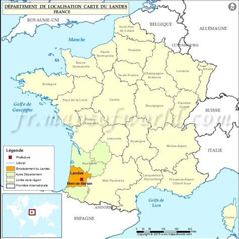 Landes Carte de localisation, Département Landes, France