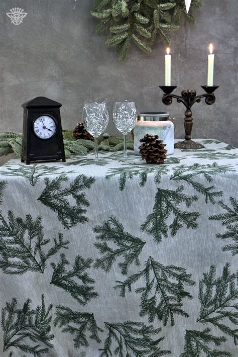 Linen tablecloth Christmas tablecloth Print Christmas | Etsy