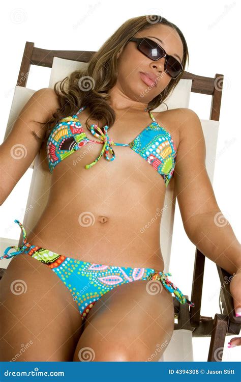 Tanning Bikini Girl stock photo. Image of bathing, isolated - 4394308