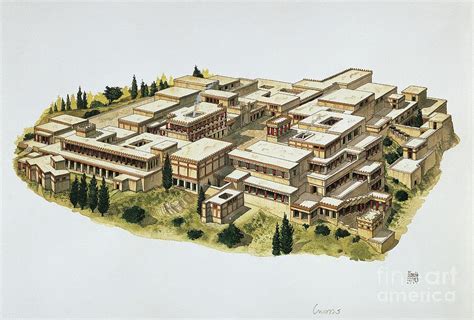 Reconstruction Of Knossos Palace, Crete, 20th Century Bc Painting by Italian School - Pixels