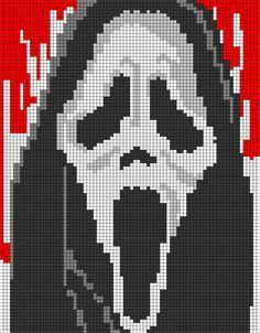 Scream Ghostface pixel pattern by qwazy2 Xstitch Patterns, Perler Patterns, Cross Stitch ...