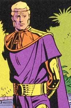 an image of a man in a purple cape and yellow pants with his hands on his hips