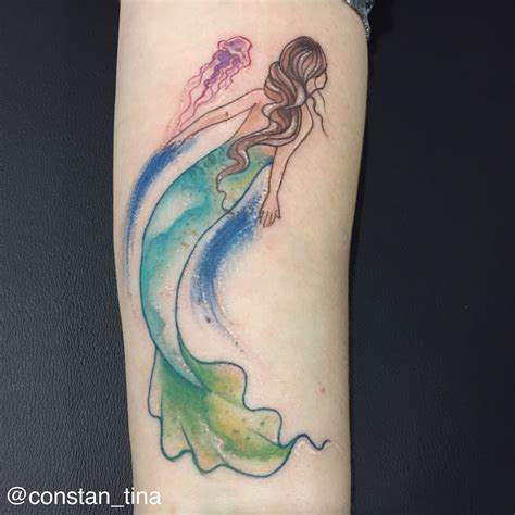 Watercolor Mermaid Tattoo at PaintingValley.com | Explore collection of Watercolor Mermaid Tattoo