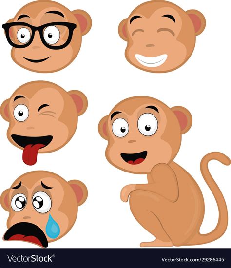 Monkey emoticon in various Royalty Free Vector Image