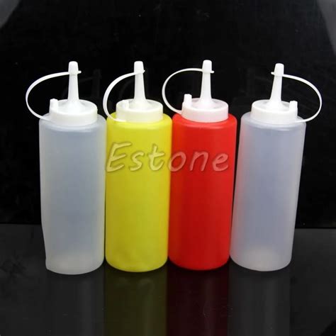 Y102 Free shipping 2 x350ml Kitchen Plastic Squeeze Dispenser Cruet ...