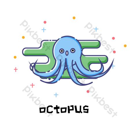 Vector Minimalistic Cute Cartoon Marine Animal Octopus PNG Images | AI ...