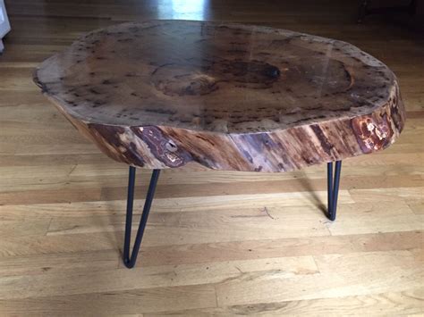 Oregon myrtlewood, hand rubbed with tung oil over 5 coats of shellac with 3 hairpin legs Tung ...