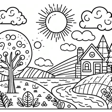 Simple Landscape coloring page - Download, Print or Color Online for Free