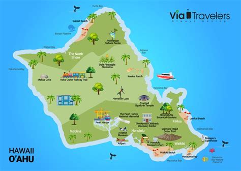 Map of Oahu, Hawaii Tourist Attractions