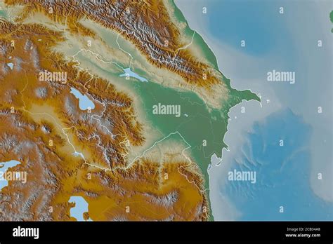 Extended area of Azerbaijan with country outline, international and ...