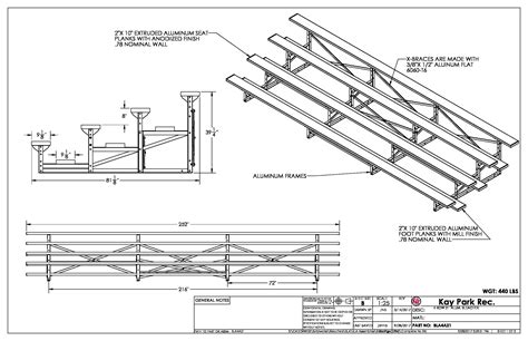 4 Row Bleachers | 21' Length | Seats 56 | Aluminum Planks | Kay Park